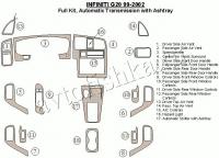 Декоративные накладки салона Infiniti G-20 1999-2002 полный набор, Автоматическая коробка передач, с пепельницей