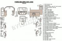 Декоративные накладки салона Ford Escape 2001-2004 полный набор, 31 элементов.