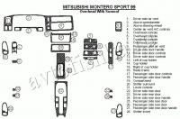 Декоративные накладки салона Mitsubishi Pajero Sport/Montero Sport 1998-2008 Overhead с Sunroof, 28 элементов.