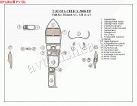 Toyota Celica (00-) декоративные накладки под дерево или карбон (отделка салона), полный набор, ручной климат, МКпп или АКпп , правый руль