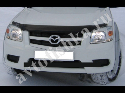 Дефлектор капота темный с надписью Mazda BT 50 2006-