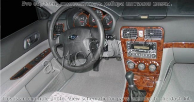 Декоративные накладки салона Subaru Forester 2007-2008 полный набор, Механическая коробка передач, ручной AC